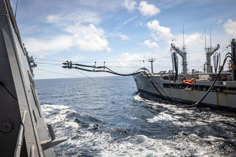 réapprovisionnement en mer ravageur C Us Navy