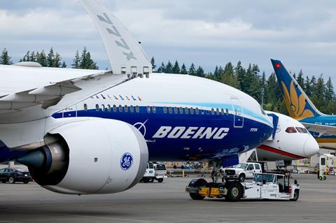 Test en vol du Boeing 777-9 (N779XW) à Everett le 26 juin 2024