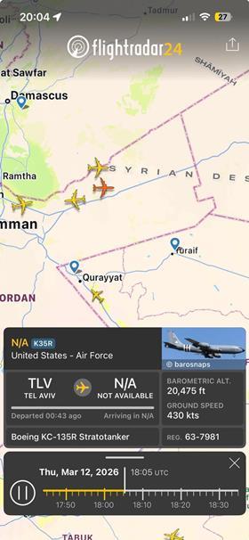 KC-135 au-dessus de la Jordanie et de l'Irak c FR24