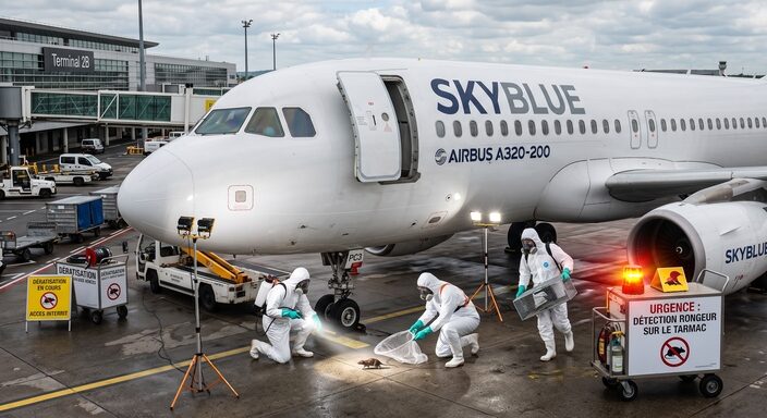 urgence en cas de détection d'un rongeur sur le tarmac